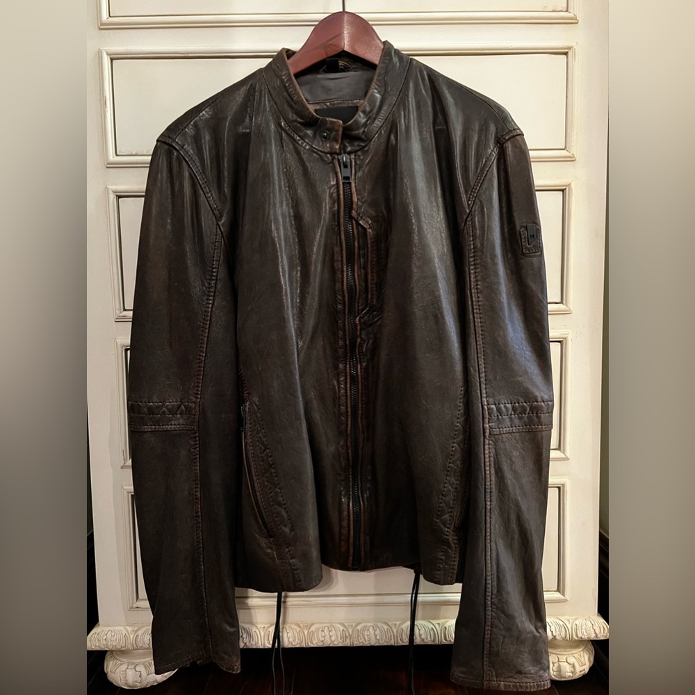 Mauritius men’s brown leather bomber jacket